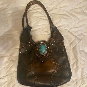 Patricia Nash Leather and turquoise bag
